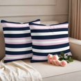 thumbnail image 2 of Pink Navy Blue Striped Outdoor Waterproof Pillow Covers, Minimalist Abstract Lines Artwork Decorative Square Throw Pillowcase Sofa Cushion Sham for Patio/Couch/Chair, 24"x24" 2 Pack, 2 of 8