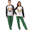 thumbnail image 2 of Conjuntos a juego de pijamas de pareja navideña Conjunto de pijamas verdes para adultos con renos y ciervos, 2 of 4