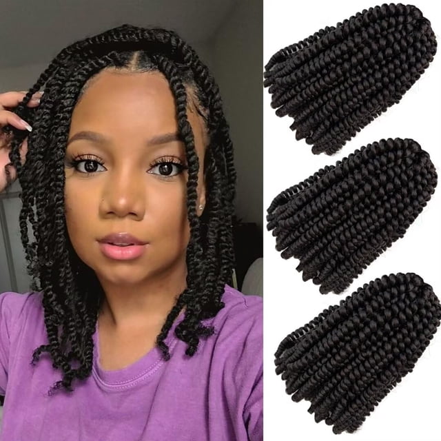 Spring Twist Hair 90 hebras 8 pulgadas Fluffy Spring Twist Crochet Hair para Springy Afro Twist Hair Locs suaves envejecidos Butterfly Locs Extensiones de cabello sintético de crochet pre-bucle (#4)