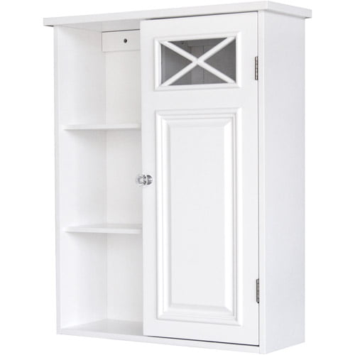 Prairie Wall Cabinet with Side Shelves and Door, White ...