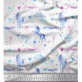 thumbnail image 1 of Soimoi White Rayon Crepe Fabric Cloud & Unicorn Animal Print Fabric by the Yard 46 Inch Wide, 1 of 3