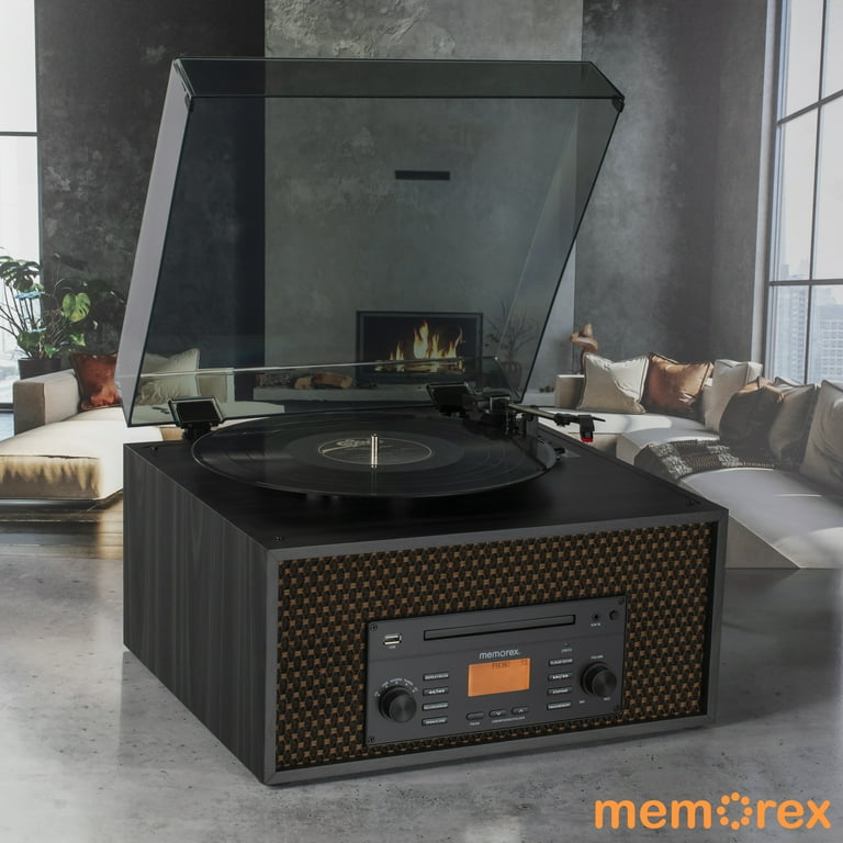 レコーダー Record of Memories Memorex 7-in-1 Vinyl Record Player Nostalgic Wooden Music