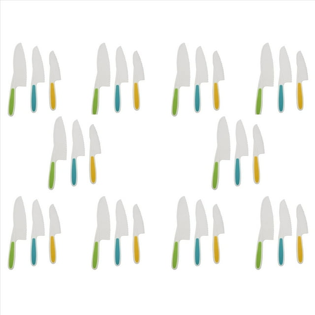 Knives for Kids 30-Piece Nylon Kitchen Baking Knife Set,Children's Cooking Knives Firm Grip, Serrated Edges