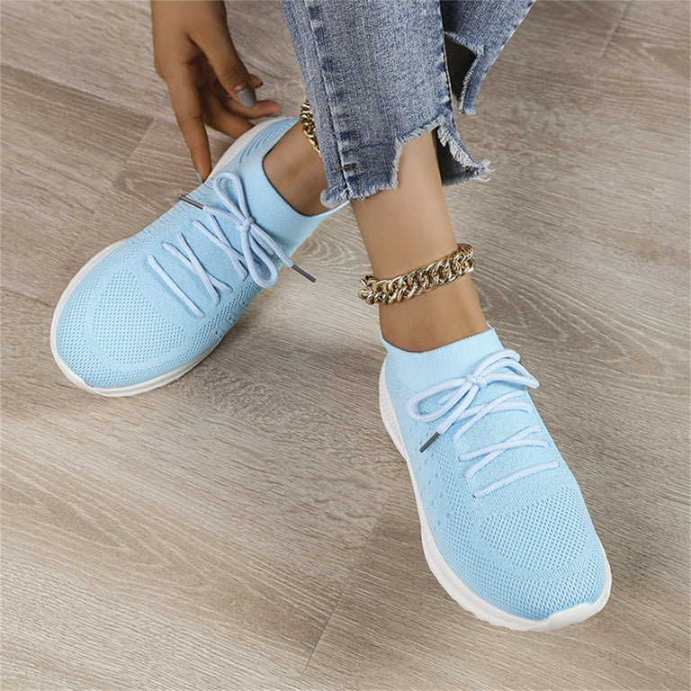 Caicj98 Womens Running Shoes Womens Canvas Shoes Casual Cute Sneakers Low Cut Lace Up Fashion Comfortable for Walking,Light Blue, Women's, Size: One
