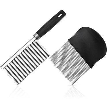 STONCEL 2PCS Wavy Crinkle Chopper, Vegetable Food Cutters, Stainless Steel Blade Slicer, Chopping Knife for Potato Fry Fries Cucumber Carrot Fruit Cheese Veggie