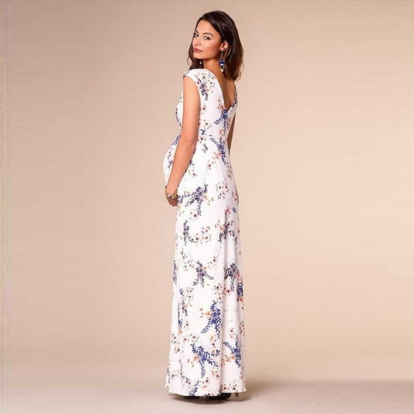 Jienlioq Women Plus Size Dress Clearance Women'S Floral Short-Sleeved Dress Pregnant Women Maternity Long Dress