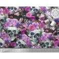 thumbnail image 3 of Soimoi Polyester Crepe Fabric Skull,Rose & Anemone Flower Print Sewing Fabric Yard 42 Inch Wide, 3 of 3