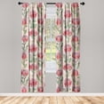 thumbnail image 3 of Ambesonne Tropical Curtains, Protea Flowers Watercolor, Pair of 28"x95", Pale Maroon and Lime Green, 3 of 5