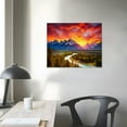 thumbnail image 4 of Grand Teton Canvas Wall Art Burnt Orange Wall Decor Mountain Sunset Pictures for Living Room Nature Scenery Colorful Forest Landscape Paintings Bedroom Home 20x16in, 4 of 6