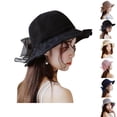 thumbnail image 2 of Guardurnaity Sombrero de paja con lazo, tejido ahuecado hecho a mano, cinta parasol para mujer, accesorios de verano Sombreros Negro Guardurnaity PS16021-02, 2 of 6