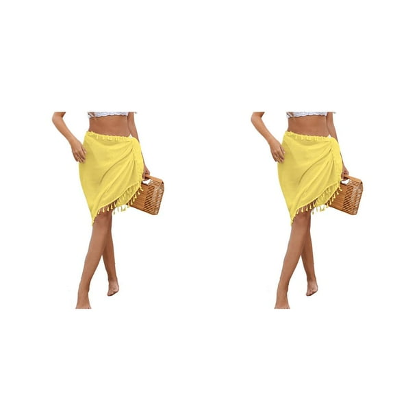 Jumpingount de mujer, portátil, elegante, elástica, bohemia, transpirable, vacaciones de verano, compras, playa, faldas para jugar, ropa de Amarillo 2piezas