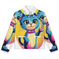thumbnail image 4 of Jackets for Women Winter Coat Jackets Flannel Stand Collar Jacket(Cute Cat Holding Mouse,Size:S-4XL), 4 of 7