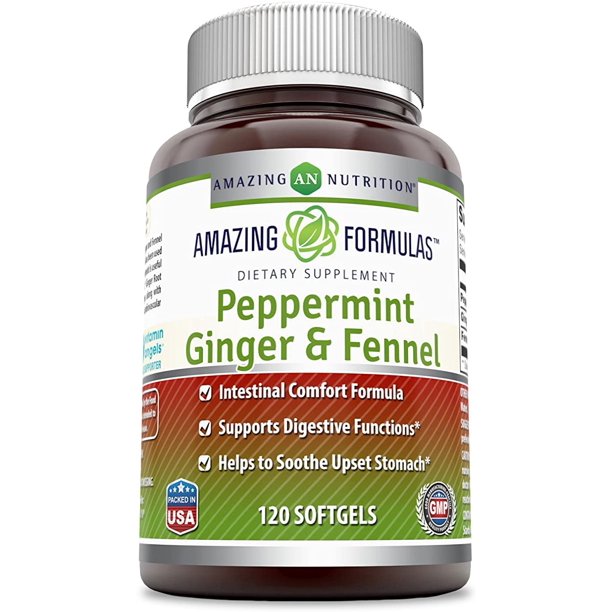 Amazing Formulas Peppermint, Ginger and Fennel Dietary Supplement 363 Milligrams 120