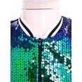 thumbnail image 5 of SiiRoh Girls Shiny Sequin Bomber Jacket Long Sleeve Zip Up Coat Sparkly Club Party Outerwear Tops Green 10, 5 of 7