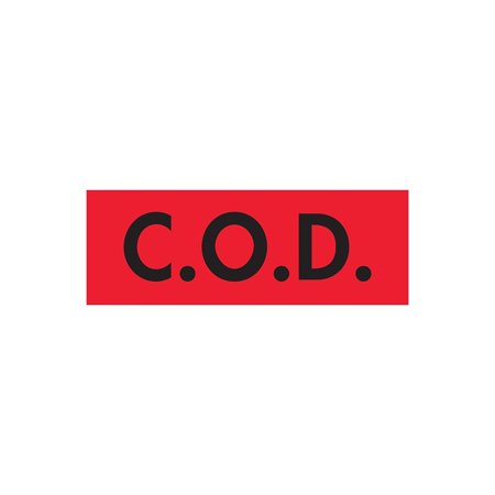 C.O.D. Labels Red/Black 3" x 2" 500/Rl (DL3571)