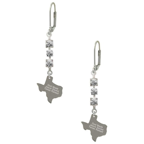 Stainless Steel Texas Raised Texas - Crystal Madison Leverback Earrings