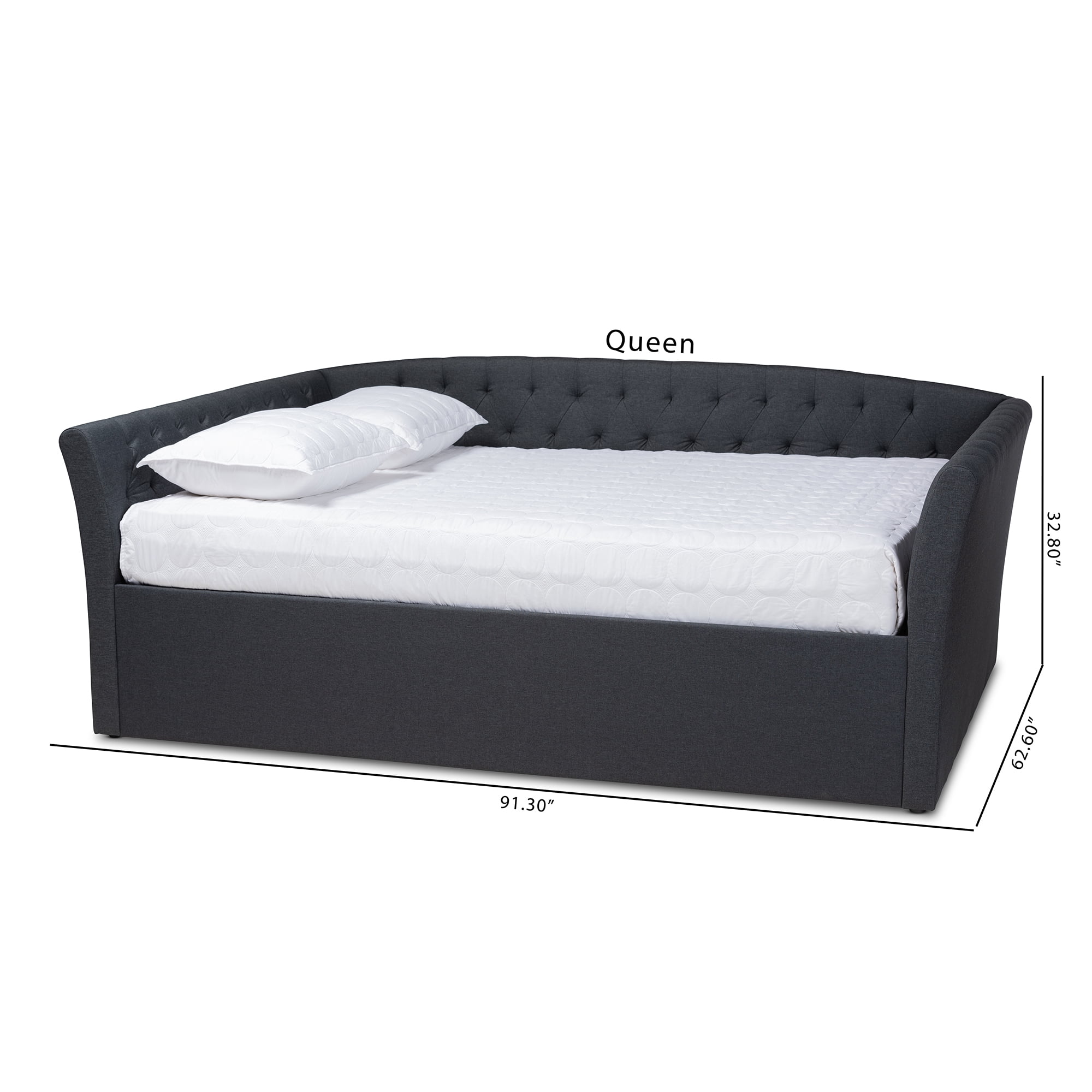 Baxton Studio Delora Dark Gray Upholstered Queen Size Daybed