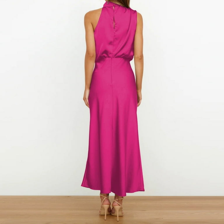 AWZXDE Women's Sleeveless Satin Evening Dress Elegant Solid Color Strapless Halter Tie Neck Long Dress Bodycon formal Banquet Gown Hot Pink,M - Walmart.com AWZXDE Women's Sleeveless Satin Evening Dress Elegant Solid Color Strapless Halter Tie Neck Long Dress Bodycon formal Banquet Gown Hot Pink,M - Walmart.com