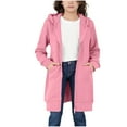 thumbnail image 5 of Lenpel Girls' Oversized Hoodies Casual Long Sleeve Zip up Hooded Tunic Sweatshirts Fleece Outwear Jackets with Pockets(Pink,13-14 Years), 5 of 7