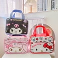 thumbnail image 2 of Ruunjoy sanrio lindo bolso de almuerzo kawaii anime Kuromi Cinnamoroll Kitty melodía lienzo portátil estudiante bento bolso de mano bolsa de almuerzo, 2 of 4