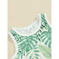 thumbnail image 6 of Bslissey Toddler Baby Boys 2Pcs Summer Outfits Sleeveless Leaf Print Tank Tops + Drawstring Shorts 6M 12M 18M 24M 3T Infant Casual Short Pants Sets for Daily Vacation, 6 of 8