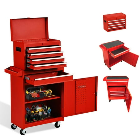

5-Drawer Rolling Tool Chest Removable Tool Storage with Sliding Drawers High Capacity Tool Box with Wheels Keyed Locking System Toolbox Organizer