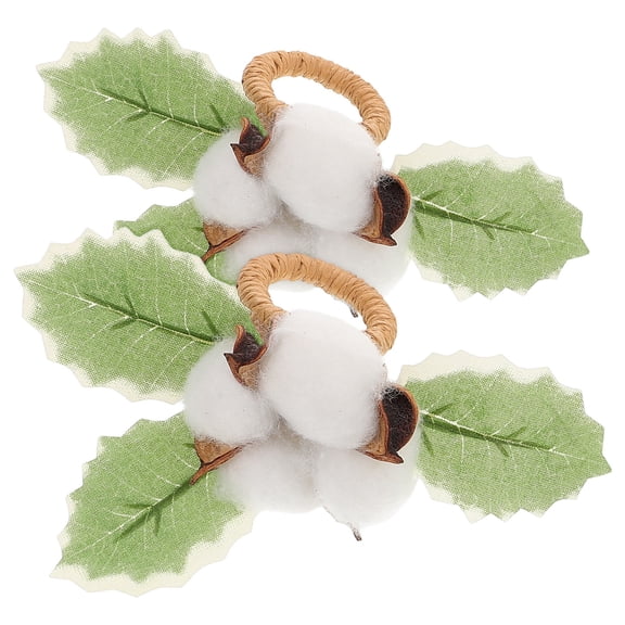 FRCOLOR 2PCS Artificial Cotton Napkin Rings Handmade Napkin Holder Rings Table Decorations for Wedding Picnics Banquet Birthday Christmas Thanksgiving