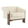 thumbnail image 2 of AMid-Century Modern Armchair with PU Leather Upholstery & Wooden Frame, Beige, 2 of 10
