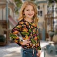 thumbnail image 3 of Xoenoiee Mushroom Berry Maple Leaves Print Long Sleeve Shirts for Girls Thanksgiving Crewneck T-Shirts Kids Soft Long Sleeve Tees Top Twist Knot T Shirts Tie Front Blouses, 9-10 Year, 3 of 7