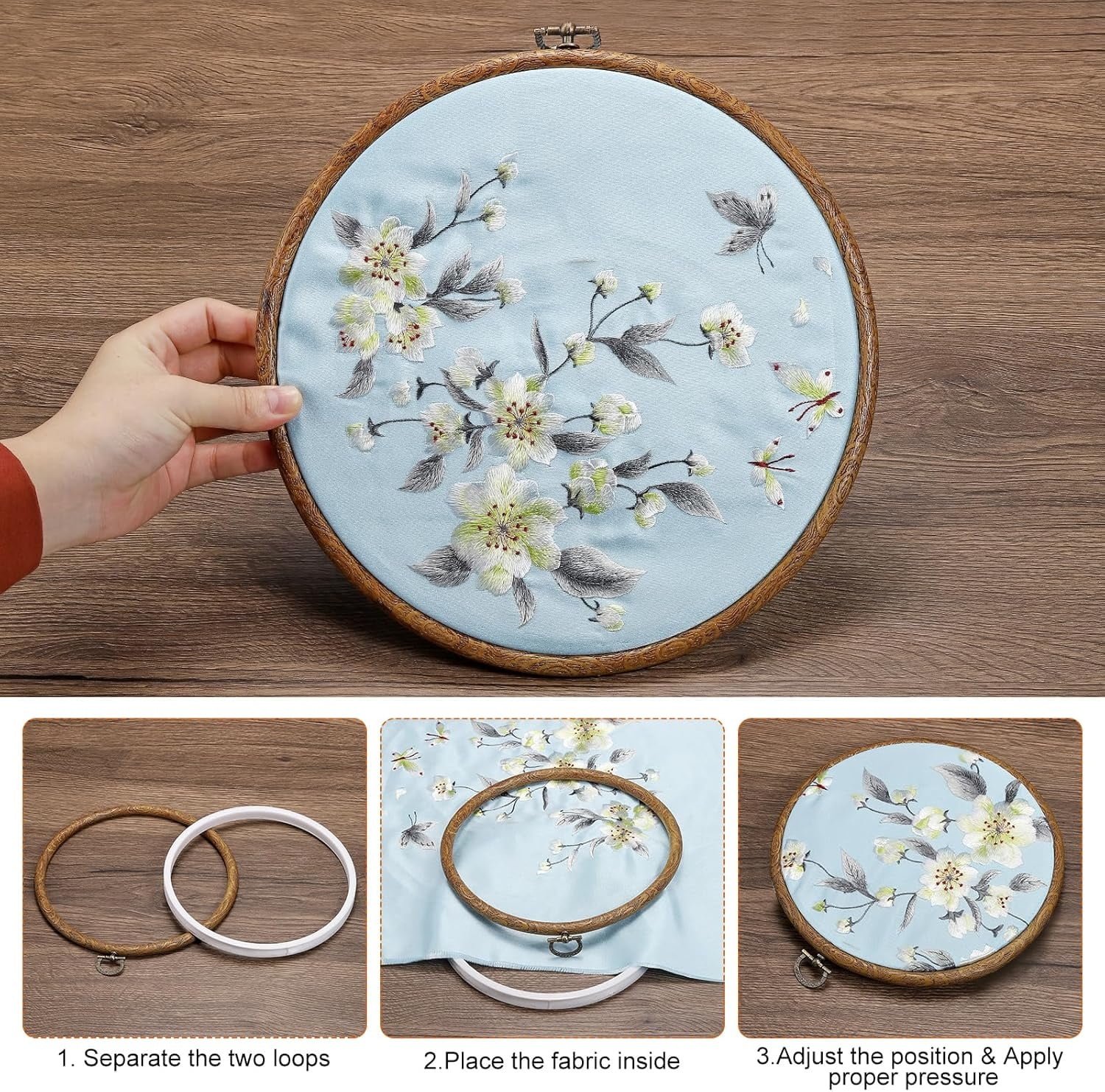 10 Pack 4 inch Mini Embroidery Hoops,Bexikou Round Imitated Wood Plastic Display Frame,Embroidery Hoop Cross Stitch Hoop Ring for DIY Art Craft Display Sewing Craft Hanging Ornament