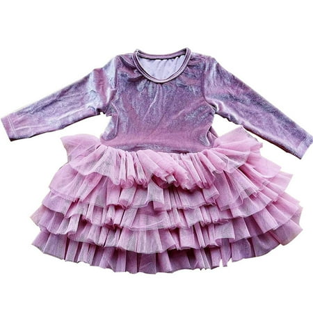 

Girls Dress Girls Tight Dress Kids Toddler Baby Girls Spring Autumn Solid Ruffle Long Sleeve Princess Dress Cake Dress 4t Girl Clothes Fall Dress Girl Dresses Size 6x