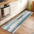 thumbnail image 3 of Turquoise Grey Wooden Large Area Rugs for Bedroom Living Room, Soft Non Slip Carpet Bedside Rug, Farmhouse Teal Wood Rectangular Floor Cover Kitchen Accent Rug 2'x6' for Dining Room/Office, 3 of 9