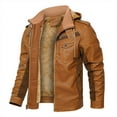thumbnail image 2 of Wavsuf Men's Leather Jacket Winter Jackets Heavyweight for Men Coat Yellow Size 3XL, 2 of 10