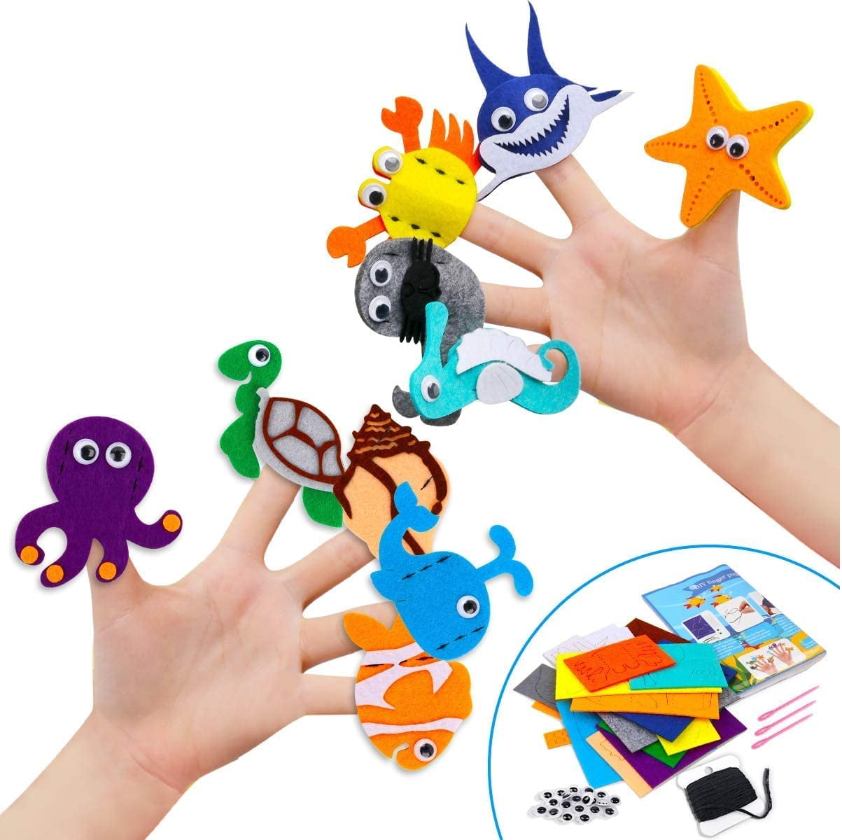 Hapeisy Hand Puppet Making Kit for Kids Art Craft Felt Sock Puppet Creative  DIY Felt Hand Puppet Making Materials Kit Lovely Animals Theater Craft  Fabric Story Telling Gloves Role Play 