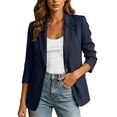 thumbnail image 2 of Womens Blazer 3/4 Sleeve Business Casual Work Suit Jacket Lightweight Office Wear with Button Navy M, 2 of 7