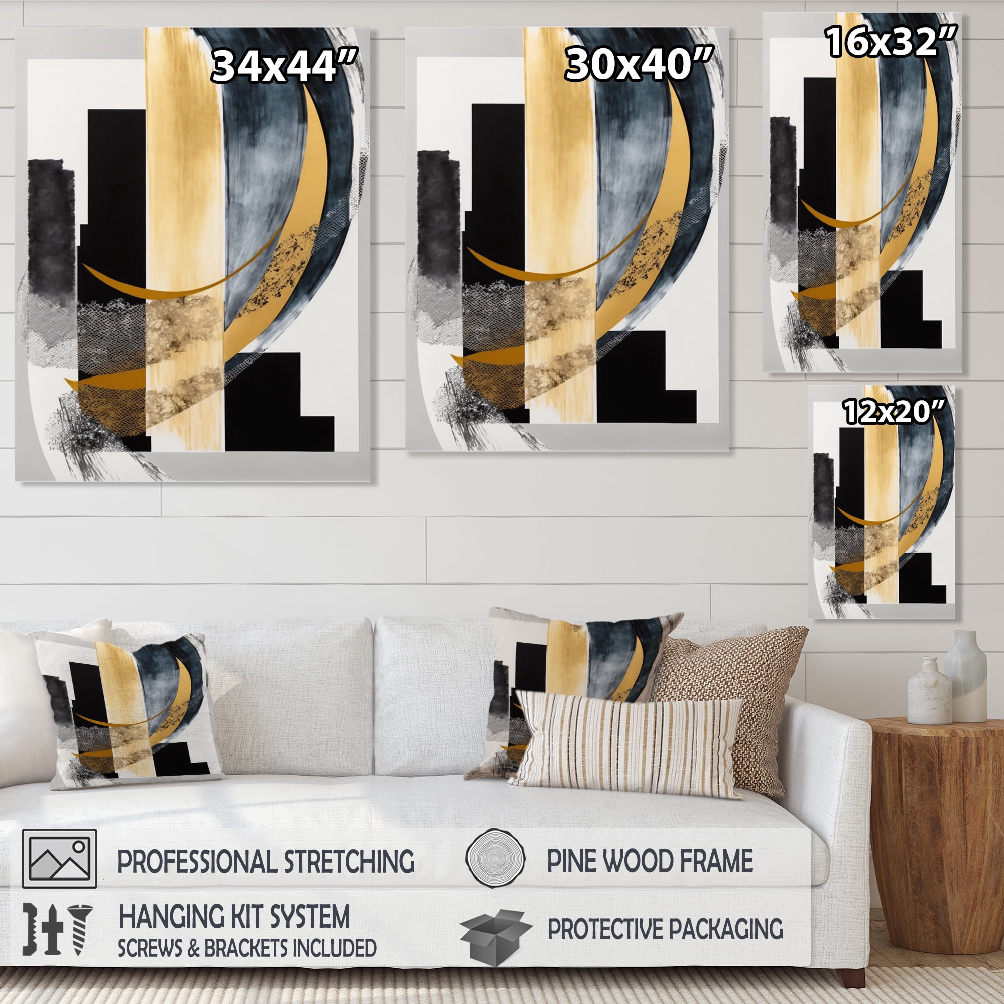 Designart Glam Art Deco Abstract I Canvas Wall Art
