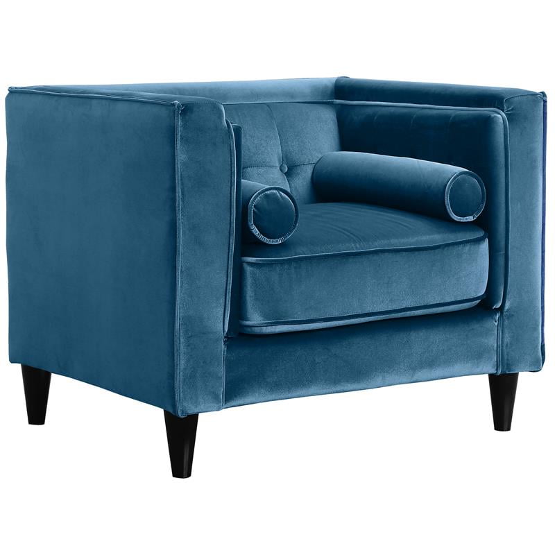 Meridian Furniture Taylor Velvet Accent Chair in Light Blue Walmart