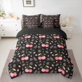 thumbnail image 2 of Homewish Cute Cherry Fruit Twin Bedding Sets 7-Piece for Child, Black Pink Cartoon Bedding Comforter Set, Kawaii Princess Flower Reversible Sheet Sets, Super Cozy Room Decor, 2 of 7