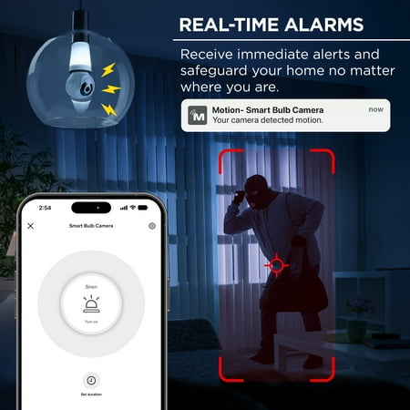 2K Light Bulb Security Camera, 360° Pan Tilt, 4MP HD Video, Night Vision, Motion Alerts, WiFi Smart Camera with LED Light
