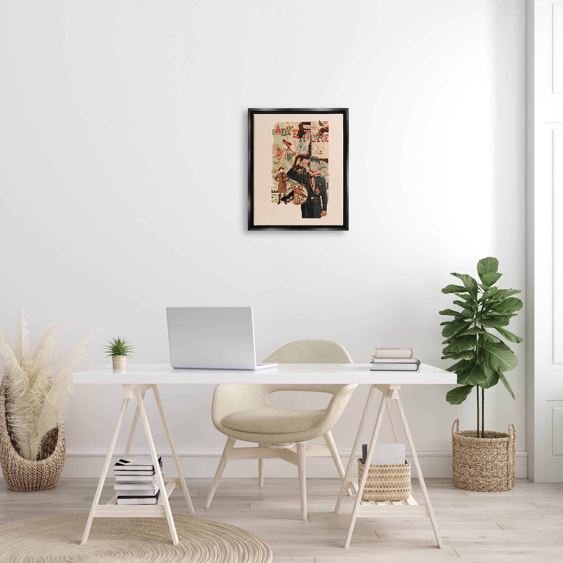Stupell Industries Surreal Adventure Botanical Collage Graphic Art Jet Black Floating Framed Canvas Print Wall Art, Design by Matheus Lopes Castro