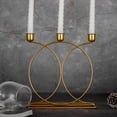thumbnail image 3 of Candelabro cónico dorado, candelabros dorados de primera calidad de 3 brazos con diseño elegante (candelabro pequeño dorado de 3 brazos), 3 of 4