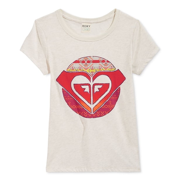 Camiseta gráfica con logo de corazón para niñas de Roxy, blanquecino, M (10) Roxy Camiseta gráfica