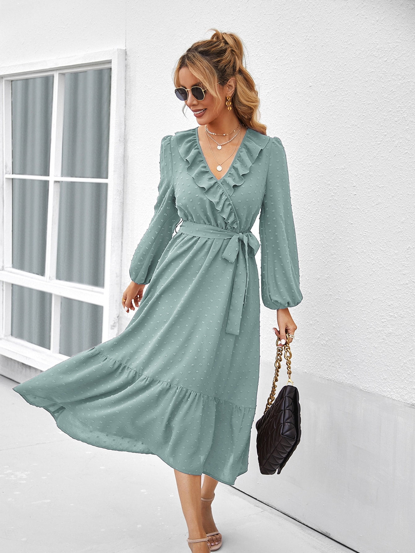 Shein Mint Long Sleeve Dress Mint Green Bridesmaid Dresses From SHEIN