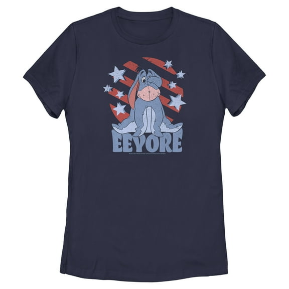 Women's Winnie the Pooh Star-Spangled Eeyore Graphic Tee Navy Blue X Large