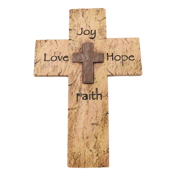 Rustic Inspirational Tuscany Vintage Love Joy Hope Faith Layered Wall Cross
