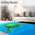 thumbnail image 2 of ODIKA 6'x9' Machine Washable Non-Slip Area Rug, Lagoon Creature Floating Among Waves High Traffic Rug with Pad, Blue, 718142, 2 of 8