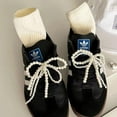 thumbnail image 7 of LZLINGMEI 2 pcs Pearls Bowknot Shoe Decoration Charms for Sneakers Dress Shoes Elegant Buckle Pearl Beaded Chain for Women DIY Shoe Charms Shoe Accessories for Wedding Gift, 7 of 7