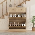 thumbnail image 6 of TROPOW Shoe Cabinet with 2 Flip Drawers, Hidden Wooden Fluted Shoe Cabinet with Adjustable Shelf, Freestanding Shoe Storage Cabinet for Entryway Hallway, Living Room,Wood Color, 6 of 7
