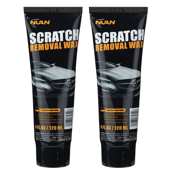 NUAN Car Scratch Removal Wax, Universal Premium Polishing Compound for Deep Scratches, 4 fl oz (120 ML), with Sponge and Cloth,Black (2)
