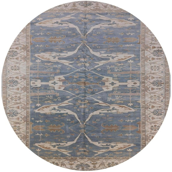 Ahgly Company Indoor Round Mid-Century Modern Silver Pink Oriental Area Rugs, 3' Round